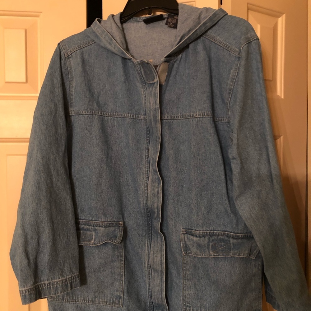 Denim jacket with hood